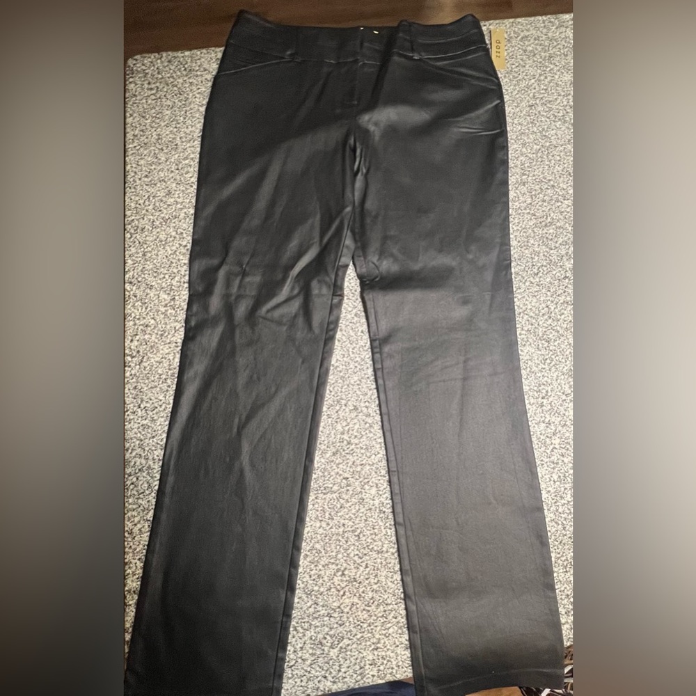 Pleather straight leg pants